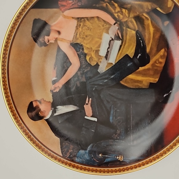Edwin M Knowles China Co. Flirting in the Parlor Norman Rockwell Porcelain Plate - Picture 2 of 9